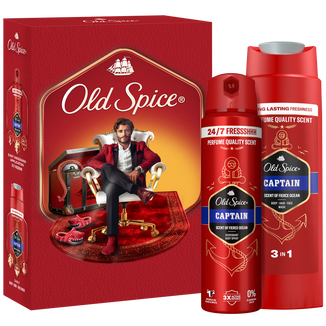 Zestaw Old Spice Gentleman, Captain, dezodorant w sprayu, 150 ml + żel pod prysznic 3w1, 250 ml USZKODZONE OPAKOWANIE - zdjęcie produktu