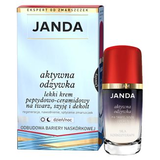 Janda, Aktywna Odżywka, lekki krem peptydowo-ceramidowy na twarz, szyję i dekolt, 50 ml - zdjęcie produktu