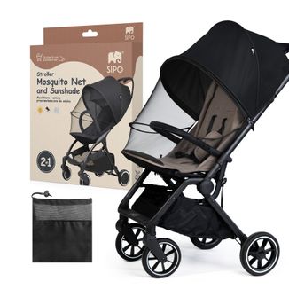 Sipo, moskitiera i osłona przeciwsłoneczna 2w1 do wózka, gondoli, nosidła, czarna, 1 sztuka - zdjęcie produktu