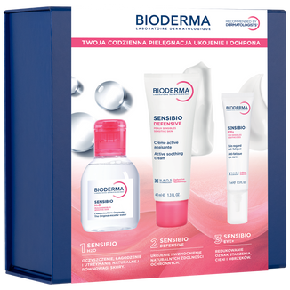 Zestaw Bioderma XMASS Sensibio, kojący krem do twarzy, 40 ml + krem pod oczy, 15 ml + woda micelarna, 100 ml - zdjęcie produktu