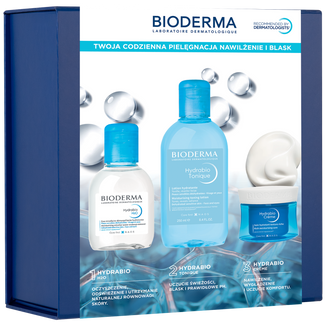 Zestaw Bioderma XMASS Hydrabio, nawilżający krem do twarzy, 50 ml + tonik nawilżający, 250 ml + nawilżający płyn micelarny, 250 ml - zdjęcie produktu