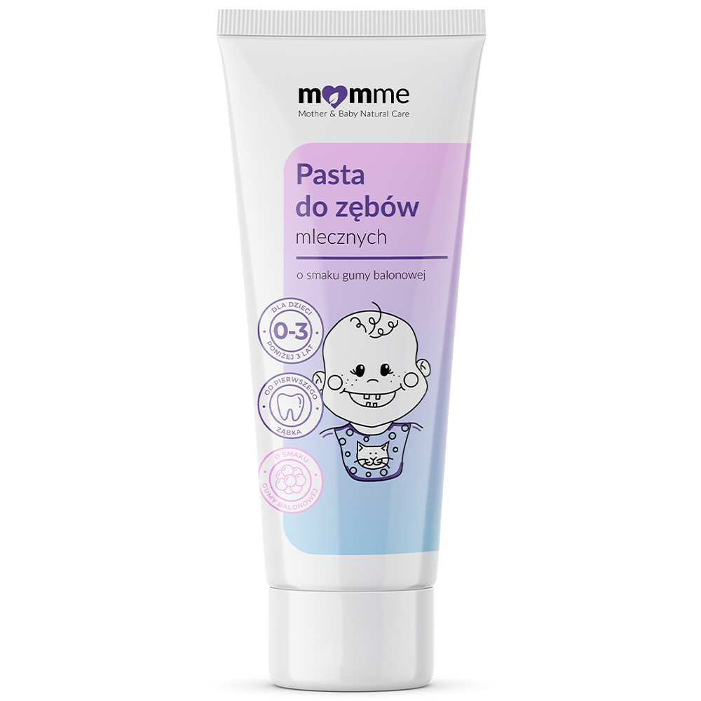 Nieznana Momme, pasta do zębów dla dzieci 0-3 lat, smak gumy balonowej, 50 ml