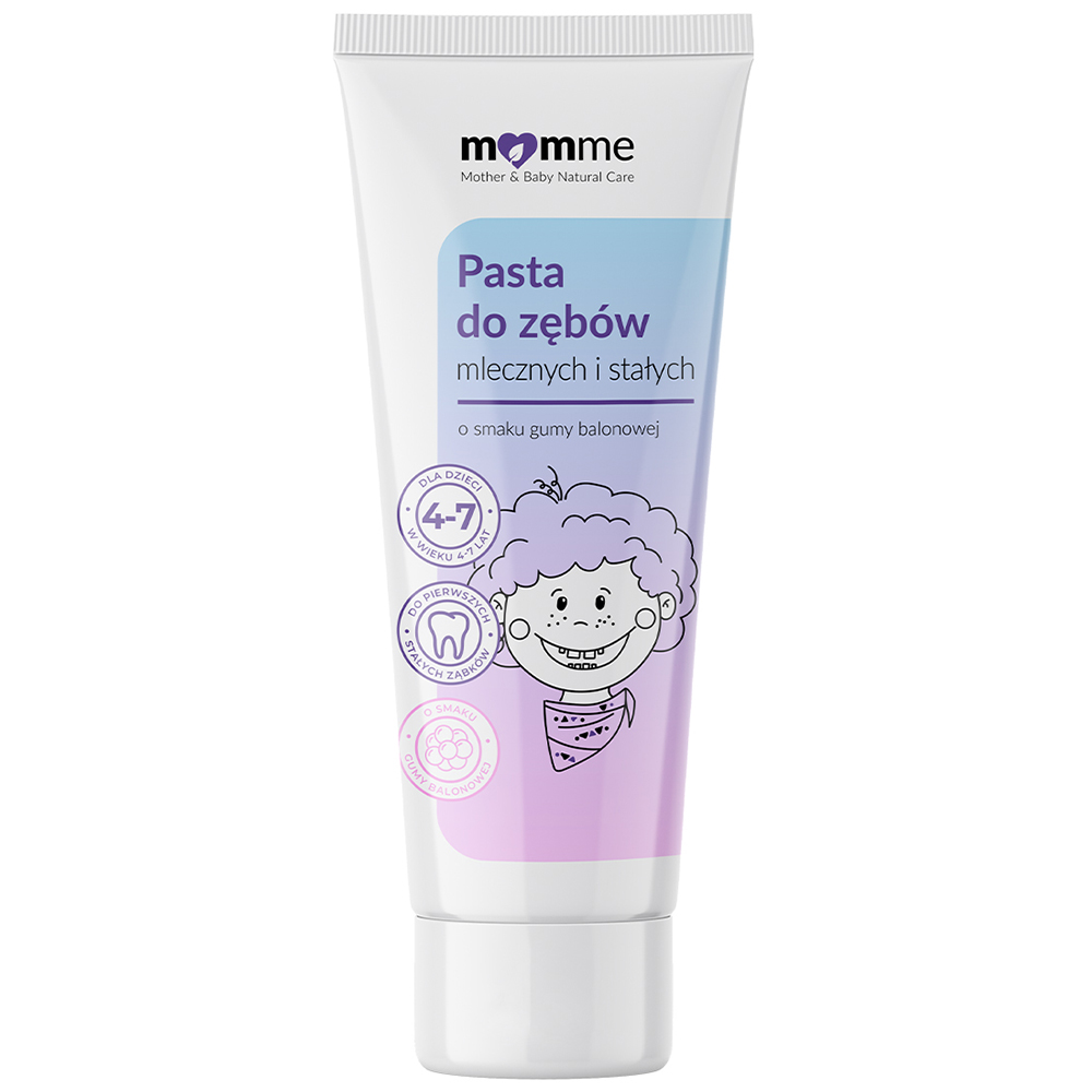 Nieznana Momme, pasta do zębów dla dzieci 4-7 lat, smak gumy balonowej, 50 ml