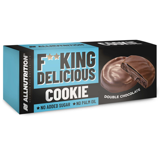 Allnutrition Fitking Delicious Cookie Double Chocolate, ciasteczka brownie z algami morskimi, bez dodatku cukru, 128 g USZKODZONE OPAKOWANIE - zdjęcie produktu