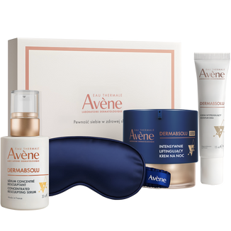 Zestaw Avene Dermabsolu Zaawansowana pielęgnacja ujędrniająca, liftingujący krem na noc, 40 ml + krem wypełniający kontur oka, 15 ml + serum przywracające kontur twarzy, 30 ml - zdjęcie produktu
