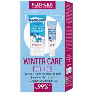 Zestaw Floslek Winter Care for Kids, krem ochronny na zimę dla niemowląt i dzieci, 40 ml + zimowa wazelina do ust, 10 g - zdjęcie produktu
