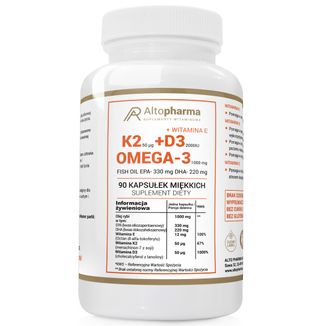 AltoPharma Witamina K2 MK-7 + D3 + Omega, 90 kapsułek AltoPharma Witamina K2 MK-7 + D3 + Omega, 90 kapsułek - zdjęcie produktu