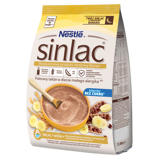 Nestle Sinlac, bezglutenowy produkt zbożowy Banan, bez dodatku cukru, po 6 miesiącu, 300 g - zdjęcie produktu