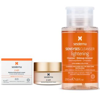 Zestaw Sesderma C-Vit, nawilżający krem do twarzy, 50 ml + płyn do demakijażu twarzy, cera zmęczona i poszarzała, 200 ml - zdjęcie produktu
