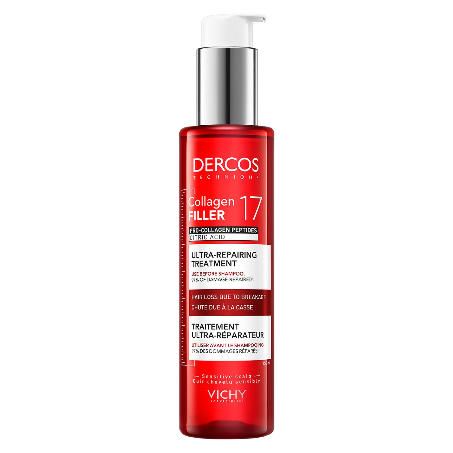 Vichy Vichy Dercos Collagen 17 Filler Ultra-Repairing Treatment, ultraregenerująca kuracja przed szamponem, 150 ml — Inhaltsstoffe und Bewertung