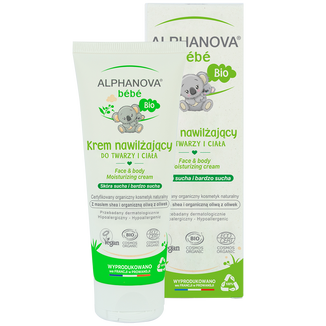 Alphanova Bebe, krem nawilżający do twarzy i ciała Bio, od urodzenia, skóra sucha i bardzo sucha, 75 ml - zdjęcie produktu