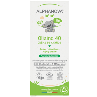 Alphanova Bebe, krem pod pieluszkę Oilzinc 40 Bio, od urodzenia, łagodzenie podrażnień, 50 g USZKODZONE OPAKOWANIE - zdjęcie produktu