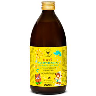 Manufaktura Rodziny Sadowskich Miodziś Multiwitamina dla dzieci i młodzieży z pyłkiem pszczelim, 500 ml - zdjęcie produktu