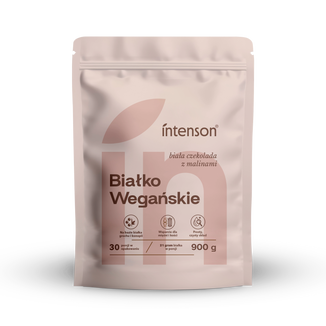 Intenson Wegańskie białko, smak białej czekolady z malinami, 900 g - zdjęcie produktu