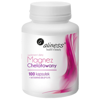 Aliness Magnez Chelatowany + Witamina B6 (P-5-P), 100 kapsułek - zdjęcie produktu