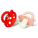 RaZbaby, gryzak logopedyczny, grzybek, czerwony i różowy, od 3 miesiąca, 2 sztuki - miniaturka zdjęcia produktu