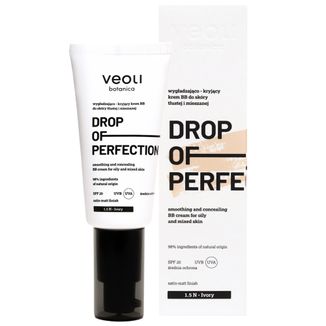 Veoli Botanica Drop of Perfection, wygładzająco-kryjący krem BB do skóry tłustej i mieszanej, SPF 20, 1.5 N Ivory, 30 ml Veoli Botanica Drop of Perfection, wygładzająco-kryjący krem BB do skóry tłustej i mieszanej, SPF 20, 1.5 N Ivory, 30 ml - zdjęcie produktu