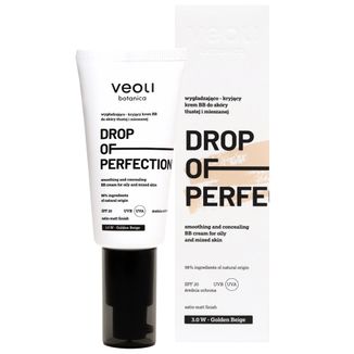 Veoli Botanica Drop of Perfection, wygładzająco-kryjący krem BB do skóry tłustej i mieszanej, SPF 20, 3.0 W Golden Beige, 30 ml Veoli Botanica Drop of Perfection, wygładzająco-kryjący krem BB do skóry tłustej i mieszanej, SPF 20, 3.0 W Golden Beige, 30 ml - zdjęcie produktu