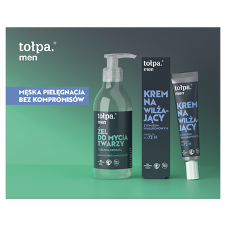 Zestaw Tołpa Men, żel do mycia twarzy z zieloną herbatą, 195 ml + krem nawilżający z kwasem hialuronowym, 40 ml Zestaw Tołpa Men, żel do mycia twarzy z zieloną herbatą, 195 ml + krem nawilżający z kwasem hialuronowym, 40 ml - zdjęcie produktu