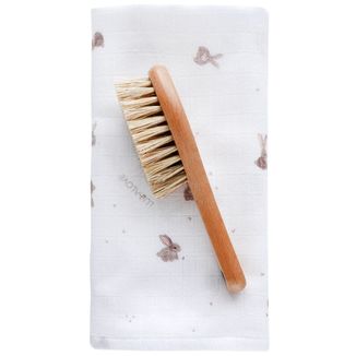 Zestaw Lullalove, szczotka na ciemieniuchę + pieluszka muślinowa, króliczek, 40 x 40 cm Zestaw Lullalove, szczotka na ciemieniuchę + pieluszka muślinowa, króliczek, 40 x 40 cm - zdjęcie produktu