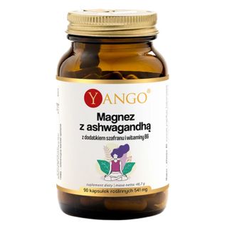 Yango Magnez z Ashwagandhą z dodatkiem szafranu i witaminy B6, 90 kapsułek Yango Magnez z Ashwagandhą z dodatkiem szafranu i witaminy B6, 90 kapsułek - zdjęcie produktu