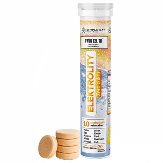 Simple Day Elektrolity, smak pomarańczowy, 20 tabletek musujących Simple Day Elektrolity, smak pomarańczowy, 20 tabletek musujących - zdjęcie produktu