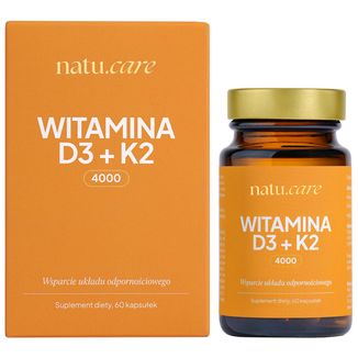 Natu.Care Witamina D3 4000 IU + K2 MK-7, 60 kapsułek Natu.Care Witamina D3 4000 IU + K2 MK-7, 60 kapsułek - zdjęcie produktu