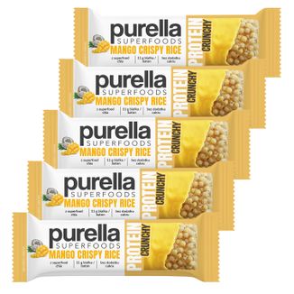 Zestaw Purella Superfoods Protein Crunchy, baton proteinowy, mango crispy rice, 5 x 45 g Zestaw Purella Superfoods Protein Crunchy, baton proteinowy, mango crispy rice, 5 x 45 g - zdjęcie produktu