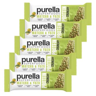 Zestaw Purella Superfoods Protein Crunchy, baton proteinowy, matcha & yuzu, 5 x 45 g - zdjęcie produktu