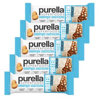 Zestaw Purella Superfoods Protein Crunchy, baton proteinowy, chrupiące ciasteczko, crunchy, 5 x 45 g - zdjęcie produktu