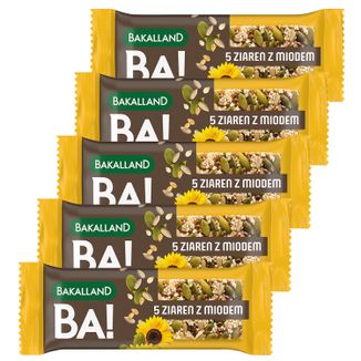 Zestaw Bakalland Baton zbożowy, 5 ziaren z miodem, 5 x 40 g - zdjęcie produktu