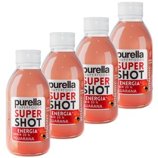 Zestaw Purella Superfoods SuperShot Energia, napój niegazowany, imbir + guarana, 4 x 100 ml - zdjęcie produktu