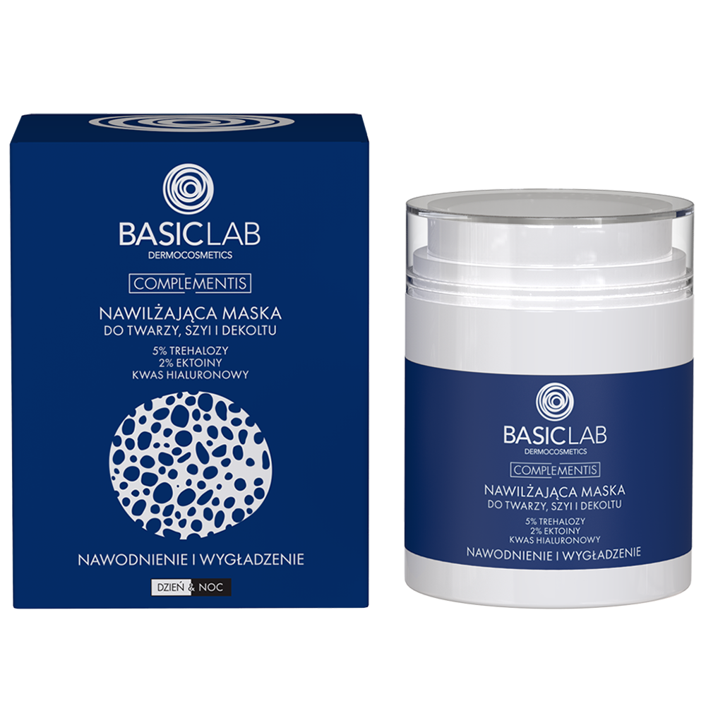 Basiclab BasicLab Complementis, nawilżająca maska do twarzy, szyi i dekoltu, nawodnienie i wygładzenie, 50 ml — Składniki i ocena