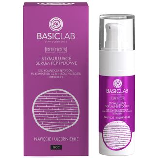 BasicLab Esteticus, stymulujące serum peptydowe, 15% kompleksu peptydów, napięcie i ujędrnienie, 30 ml - zdjęcie produktu