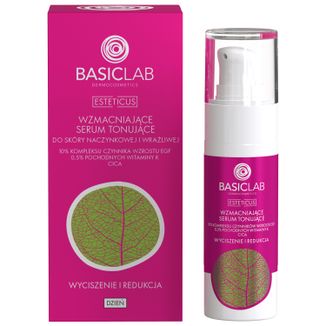 BasicLab Esteticus, wzmacniające serum tonujące do skóry naczynkowej i wrażliwej, wyciszenie i redukcja, 30 ml - zdjęcie produktu