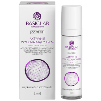 BasicLab Copperis, aktywnie wygładzający krem na dzień do twarzy, szyi i dekoltu, ujędrnienie i elastyczność, 50 ml - zdjęcie produktu