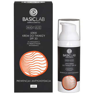 BasicLab Masculis, lekki krem do twarzy, SPF 30, prewencja i antyoksydacja, 50 ml - zdjęcie produktu