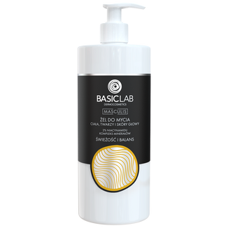 BasicLab Masculis, żel do mycia ciała, twarzy i skóry głowy, świeżość i balans, 500 ml - zdjęcie produktu
