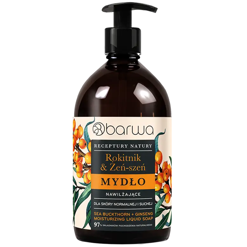 Nieznana Barwa Receptury Natury, mydło w płynie, rokitnik, 480 ml — Składniki i ocena