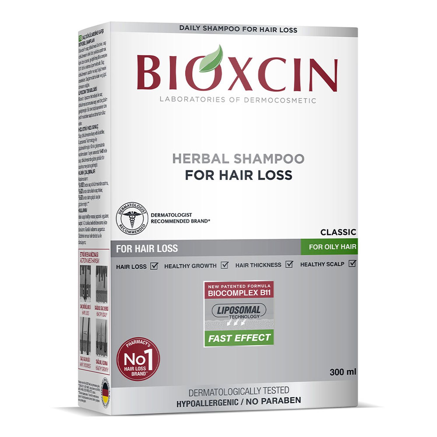 Bioxcin Bioxcin Classic, szampon przeciw wypadaniu do włosów przetłuszczających, 300 ml