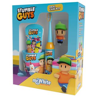 Mr White Stumble Guys, zestaw do mycia zębów dla dzieci, szczoteczka + pasta do zębów + kubek + figurka - zdjęcie produktu