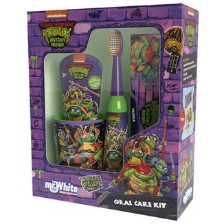 Mr White Żółwie Ninja, zestaw do mycia zębów dla dzieci, szczoteczka + pasta do zębów + kubek + puzzle - zdjęcie produktu