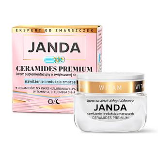 Janda Ceramides Premium, krem suplementacyjny o zwiększonej skuteczności, nawilżenie i redukcja zmarszek, 50 ml Janda Ceramides Premium, krem suplementacyjny o zwiększonej skuteczności, nawilżenie i redukcja zmarszek, 50 ml - zdjęcie produktu