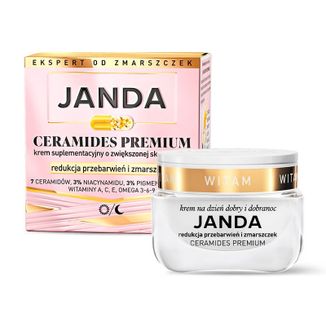 Janda Ceramides Premium, krem suplementacyjny o zwiększonej skuteczności, redukcja przebarwień i zmarszczek, 50 ml - zdjęcie produktu