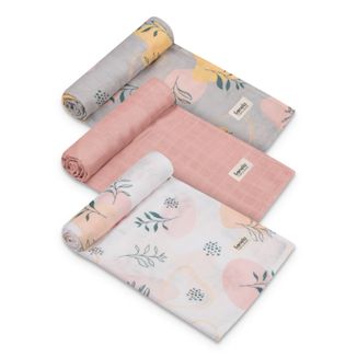 Lionelo Bamboo Set Leaf, bambusowe pieluszki dla dziecka, 70 x 70 cm, 3 sztuki - zdjęcie produktu