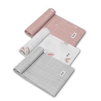 Lionelo Bamboo Set Rainbow, bambusowe pieluszki dla dziecka, 70 x 70 cm, 3 sztuki - zdjęcie produktu