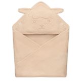 Lionelo Muslin Hooded Towel, ręcznik kąpielowy z kapturkiem, Beige Sand, 80 x 80 cm - miniaturka zdjęcia produktu