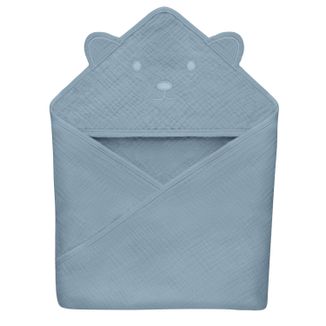 Lionelo Muslin Hooded Towel, ręcznik kąpielowy z kapturkiem, Grey Sky, 80 x 80 cm - zdjęcie produktu