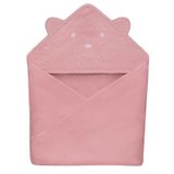 Lionelo Muslin Hooded Towel, ręcznik kąpielowy z kapturkiem, Pink Baby, 80 x 80 cm - miniaturka zdjęcia produktu
