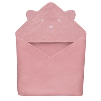 Lionelo Muslin Hooded Towel, ręcznik kąpielowy z kapturkiem, Pink Baby, 80 x 80 cm Lionelo Muslin Hooded Towel, ręcznik kąpielowy z kapturkiem, Pink Baby, 80 x 80 cm - zdjęcie produktu